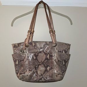 MICHAEL Michael Kors Genuine Leather Snakeskin Tote Bag Purse